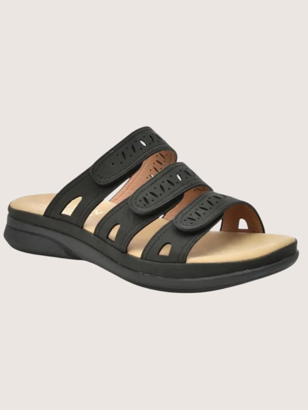 Taryn Rose sz 6 Velcro Closure Easy on Comfort Taylor Adjustable Sandal Black